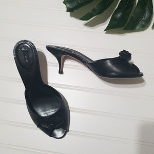Bally leather kitten heel bow open toe 6.5